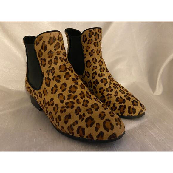 Artelier Nicole Miller Women's 7.5 Calf Hair Leopard Print Ankle Bootie Boots - Picture 1 of 6